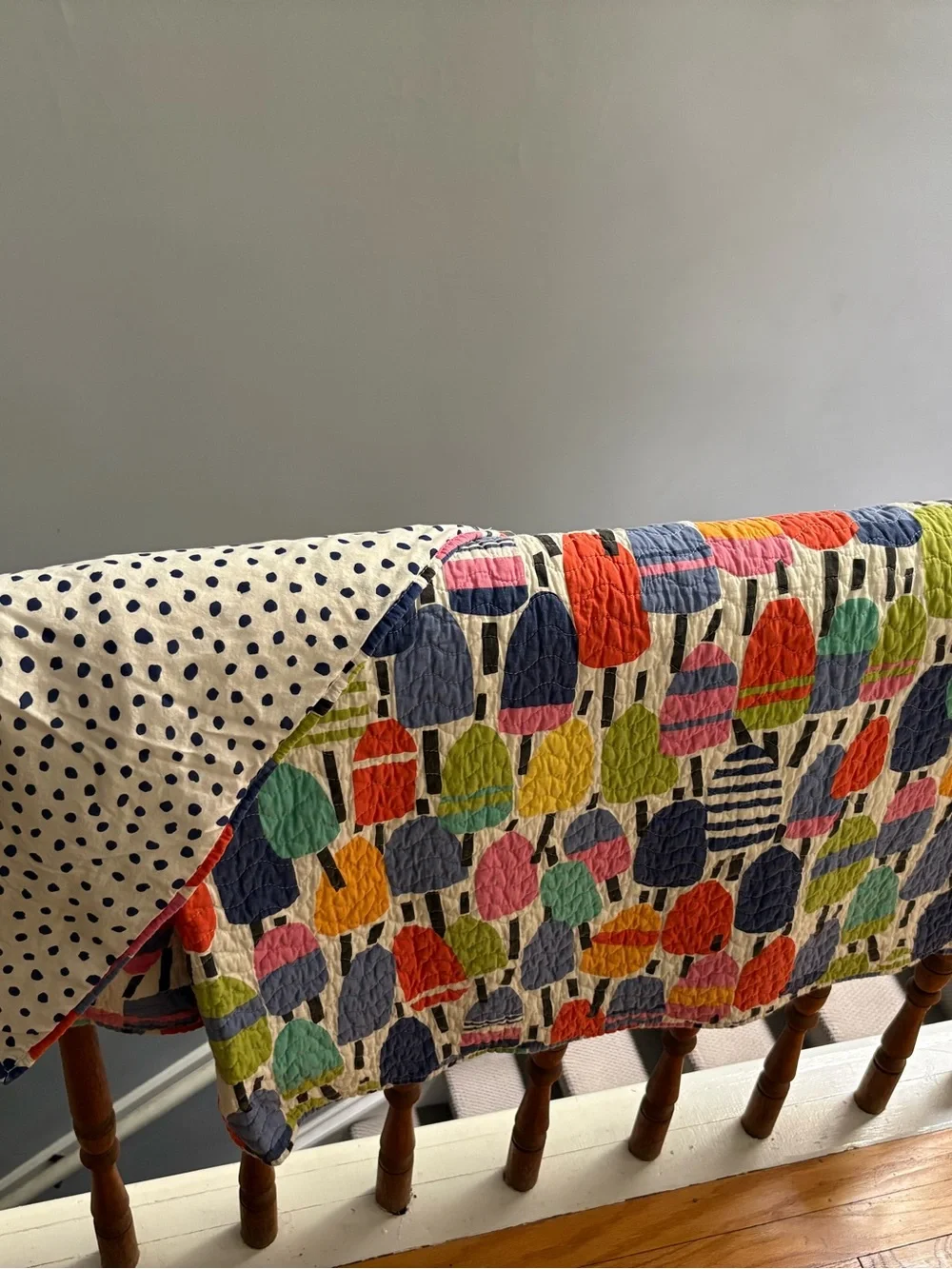 Colorful Popsicle Pattern Queen quilt with shams